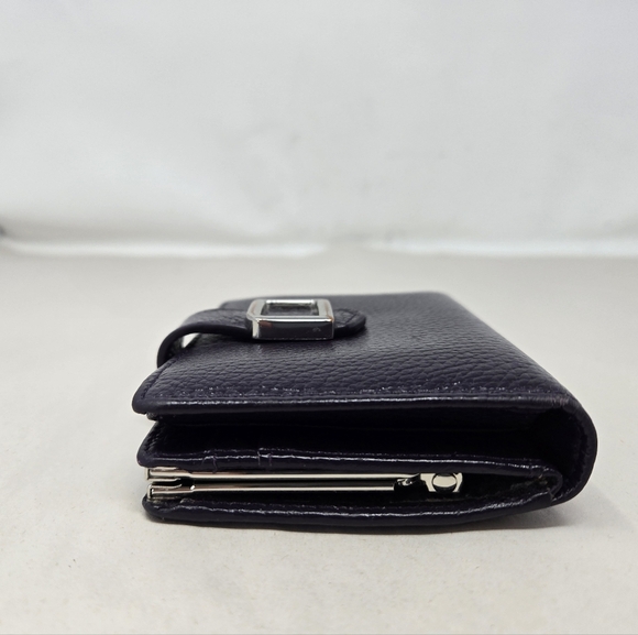 Vintage Italian Fiocchi Women Wallet Deep Purple Leather Fit In Hand Snap Close - Picture 5 of 10